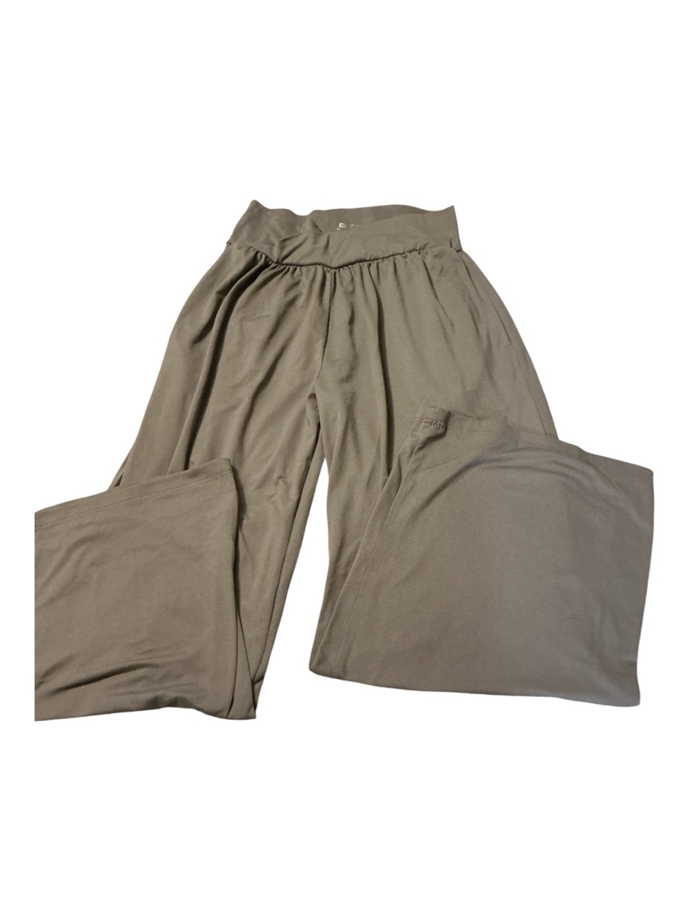 Wide-Leg High-Waist Knit Pants - Taupe